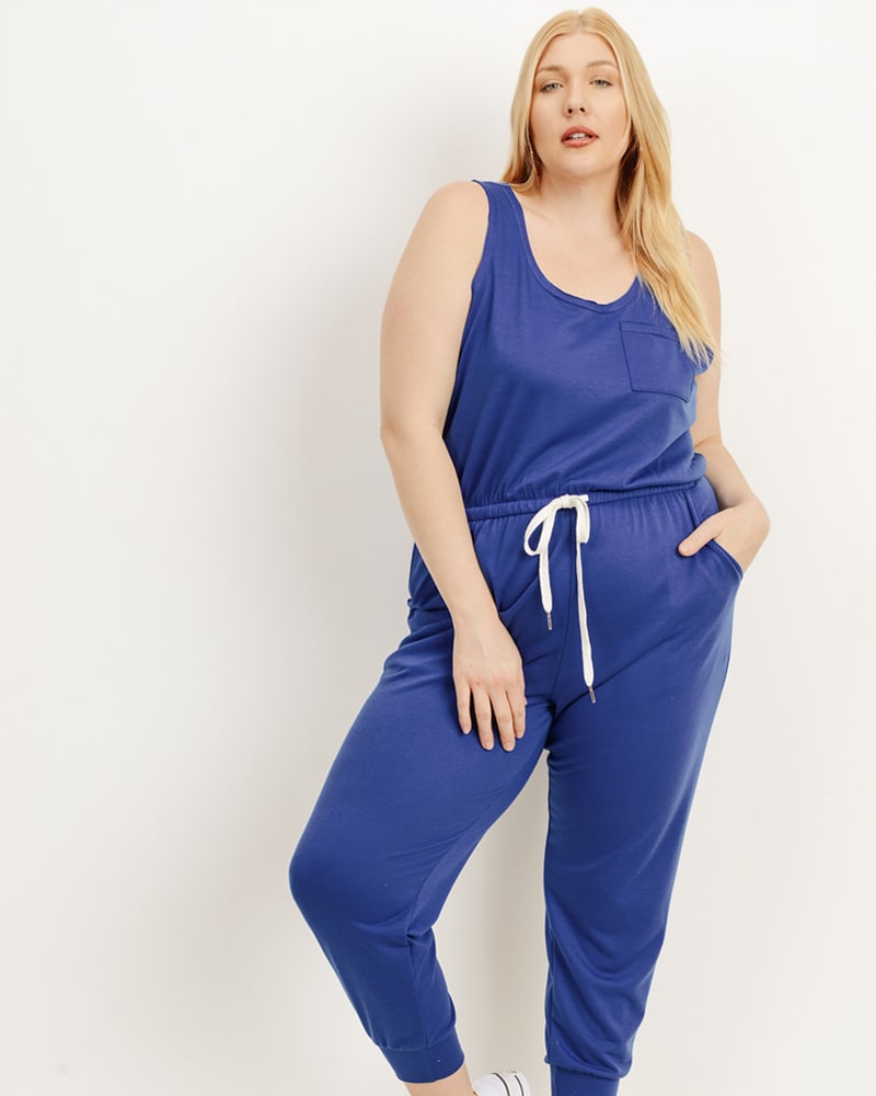 Plus size royal blue jumpsuit hotsell
